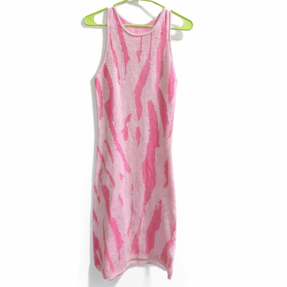 Pink and White Knit Dress